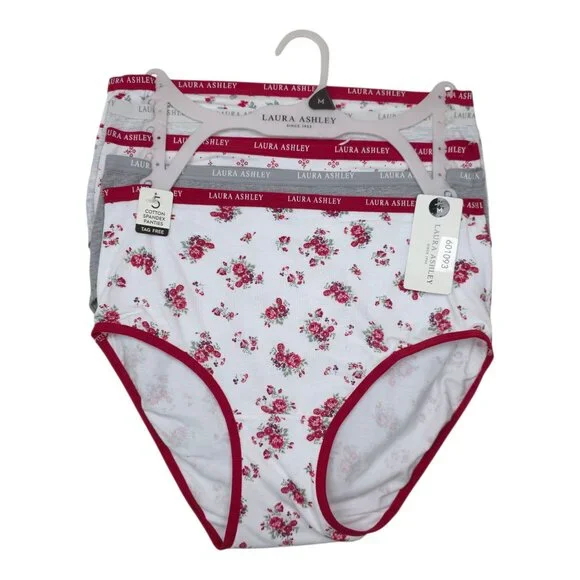 Laura Ashley Womens Medium Cotton Spandex Floral Panties Briefs 5-Pack Tag Free - Picture 13 of 13